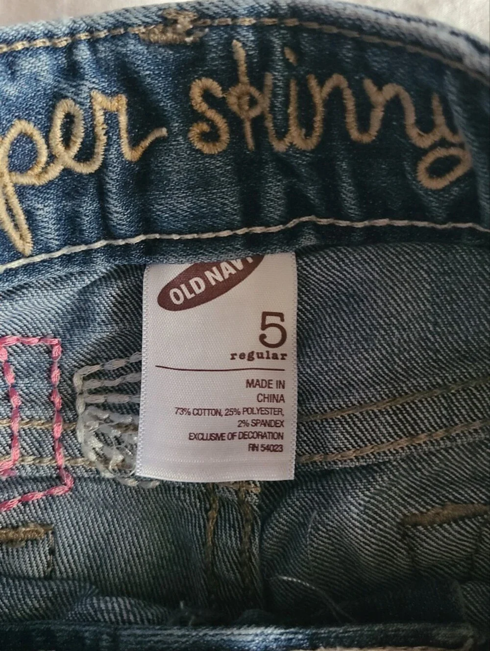 Old Navy Light Blue Skinny Jeans with Embroidered Hearts